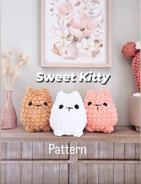 Sweet Kitty CROCHET PATTERN No Sew Digital PDF Plushie - Etsy Canada Crochet Pattern No Sew, Cat Crochet Pattern, Crochet Cat Toys, Cat Crochet, Sweet Kitty, Crochet Gloves, Fun Crochet Projects, Blanket Yarn, Crochet Animal Patterns