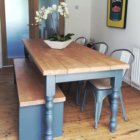 Blue Kitchen Dining Table, Upcycled Dining Table, Repurposed Dining Table, Firelink Shrine, Chalk Paint Dining Table, Chalk Paint Kitchen Table, Painted Wood Table, Blue Kitchen Tables, Dining Table Redo