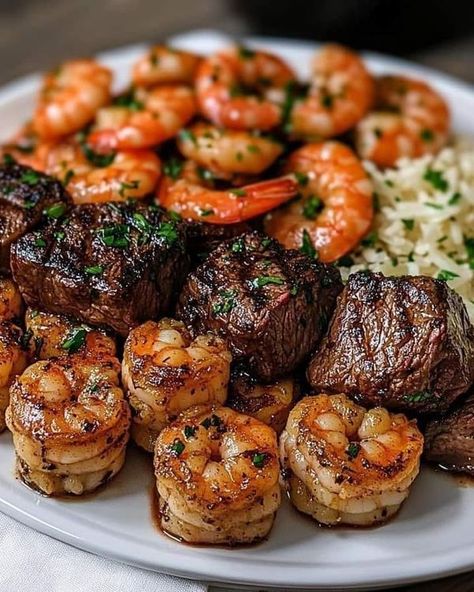 Chef Gordon Ramsay | Savory Steak Bites and Shrimp that combines tender, juicy steak with succulent shrimp, all seasoned to perfection and cooked in a rich, flavorful sauc... | Facebook Shrimp And Steak Recipes, Steak Bites And Shrimp, Easy Roast Chicken, Homemade Tartar Sauce, Chef Gordon, Steak And Shrimp, Garlic Butter Steak, Indulgent Food, Comfort Food Southern