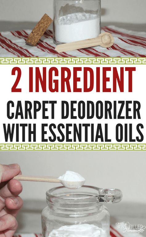 There's no need to buy expensive carpet deodorizers. There's also no need for all the toxins and chemicals that go with them. Make your own 2 ingredient carpet deodorizer with essential oils! #DIY #EssentialOils #RMO #HomeRemedies #Carpet Housekeeping Ideas, Natural Odor Remover, Carpet Powder, Carpet Deodorizer, Baking Soda Cleaning, Homemade Cleaners, Baking Soda Beauty Uses, Green Diy, Carpet Cleaning Hacks