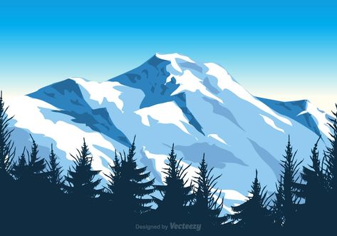 Free Vector Mount Everest Illustration Everest Illustration, Gunung Everest, Monte Everest, Mountains And Trees, Art Mountains, Mountain Drawing, Mountain Illustration, Background Drawing, Nature Posters