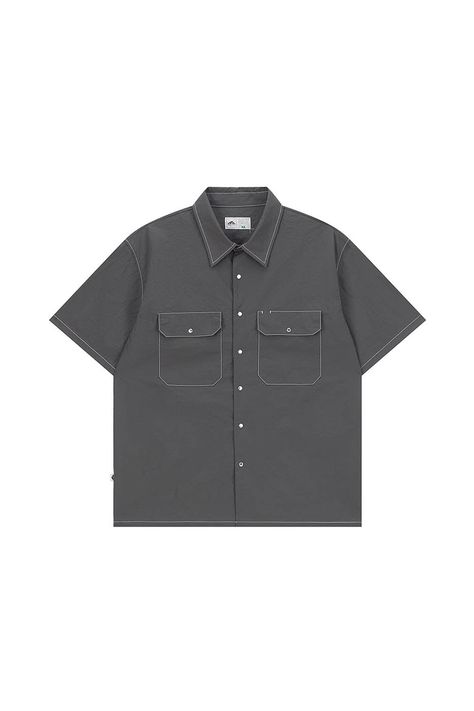 Utility Shirt With Cargo Pockets And Short Sleeves, Fall Streetwear Utility Shirt, Utility Collared Shirt With Side Pockets, Utility Button-up Shirt For Streetwear, Military Streetwear Shirt With Pockets, Half Shirt, Contrasting Stitching, Urban Forest, Cargo Shirts