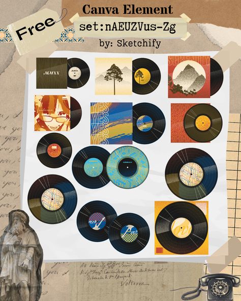 #canva #canvaelements #aesthetics #tips&tricks #canvadesign #canvatutorial #vintage #vinylrecord #oldmomey #classic #retro Retro Canva Elements, Canva Element, Canva Elements, Canva Tutorial, Canva Design, Tips Tricks, Realism, Vinyl Records, Canvas