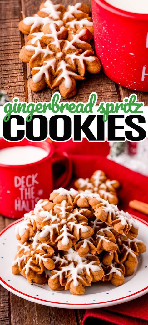 Best Spritz Cookie Recipe, Chocolate Spritz Cookies, Spritz Cookie Press, Cookie Press Recipes, Christmas Spritz Cookies, Spritz Cookie Recipe, Spritz Cookies, Gingerbread Recipe, Cookie Press