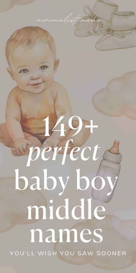 Searching for baby boy middle names? These super cute middle names for boys are SO versatile and totally stylish - and we've included both the baby names and meanings on our full list - tap the title to explore our WHOLE list of cute baby names & boy name ideas! One Syllable Middle Names, Boy Middle Names Unique, Middle Names For Boys, Baby Boy Middle Names, Baby Middle Names, Boy Name Ideas, Cute Middle Names, Short Boy Names