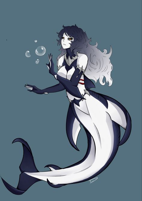 Orca Mermaid Art, Female Mermaid Art, Orca Oc Human, Orca Characters Design, Orca Humanoid, Orca Oc, Aquatic Oc, Orca Mermaid, Fantasy Giants