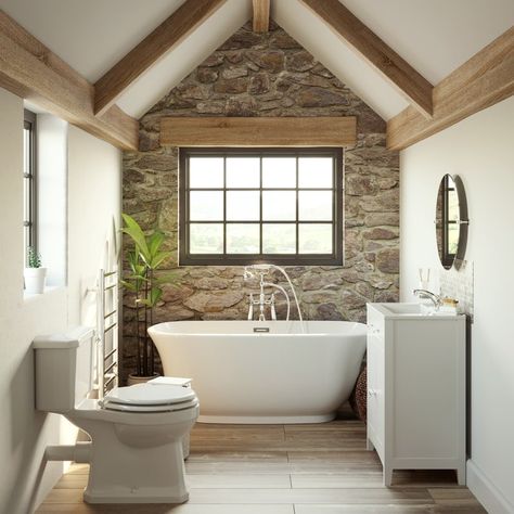 Converting a barn into a bathroom—top tips | VictoriaPlum.com Country House Colors, Bathroom Ideas Victorian, Under Stairs Toilet, Small Cloakroom, Converted Barn Homes, Barn House Conversion, Small Bathroom Styles, Barn Conversion Interiors, Bathroom Victorian