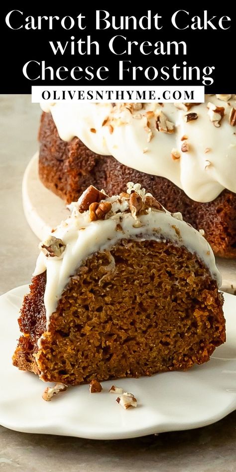 Carrot Cake And Cream Cheese Frosting, Oregon Farms Carrot Cake Recipe, Carrot Cake Without Nuts Recipe, Moist Carrot Bundt Cake Recipe, Bunt Carrot Cake Recipe, Carrot Cake From Boxed Spice Cake, Thanksgiving Carrot Cake Decoration, Carrot Cake Recipe Bundt Pan, Cream Cheese Icing For Carrot Cake