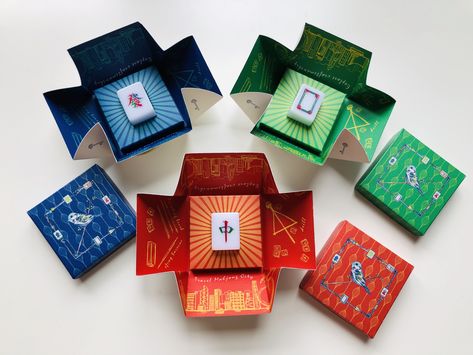 Beautiful gift set with handcarved mahjongg tile by experienced master in Hong Kong. Creative illustration by master’s daughter Karen Aruba. Ship overseas Cny Gift Set, Mahjong Bag Pattern, Bath Products Packaging, Mahjong Tiles Design, Cute Mahjong Set, Mahjong Tile, Pr Kit, Mahjong Set, Photobook Design