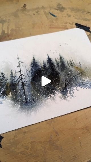 Aquarelle Painting Tutorial, Pencil Sketch Ideas, Watercolor Art Christmas, Woods Illustration, Abstract Watercolor Paintings Tutorials, Watercolor Videos, Watercolor Guide, Artist Tutorials, Wood Illustration