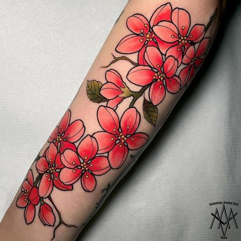 Neotraditional Flowers, Cherry Blossom Tattoos, Italy Tattoo, Dragon Tattoo Sketch, Japanese Flower Tattoo, Traditional Tattoo Flowers, Tattoo Old School, Vine Tattoos, Tatuaje A Color