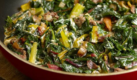 Prosciutto Recipe, Rainbow Swiss Chard, Prosciutto Recipes, Swiss Chard Recipes, Louisiana Kitchen, Culinary Institute Of America, Chard Recipes, Bacon Recipe, Louisiana Recipes