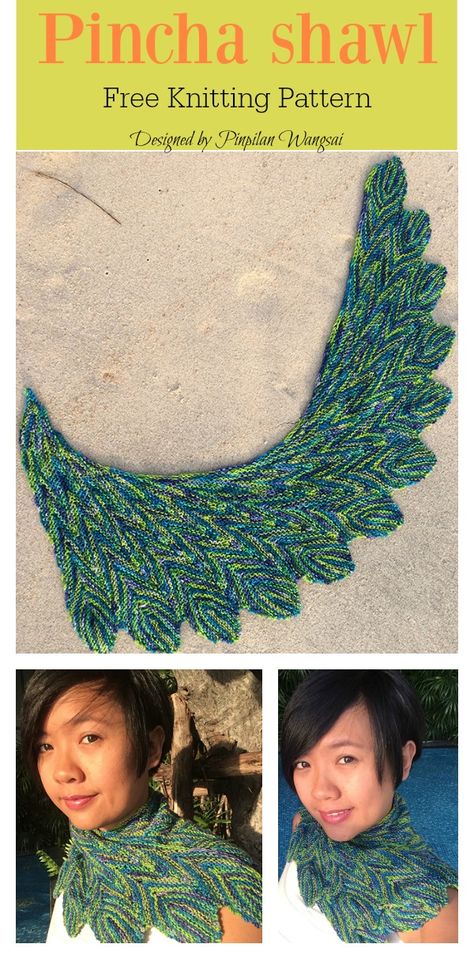 Pincha Shawl Free Knitting Pattern Feather Knitting Pattern, Crochet Feather Shawl, Gardening Clipart, Free Knit Shawl Patterns, Brioche Knitting Patterns, Knitting Shawl, Knitting Hacks, Brioche Knitting, Tunisian Crochet Patterns