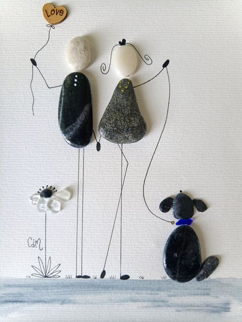 Pebble People Art Ideas, Rock Caterpillar, Pebble Art Ideas Diy, Fuengirola Spain, Beach Rock Art, Seashell Art Diy, Stone Pictures Pebble Art, Pebble Art Family, Painted Rock Animals