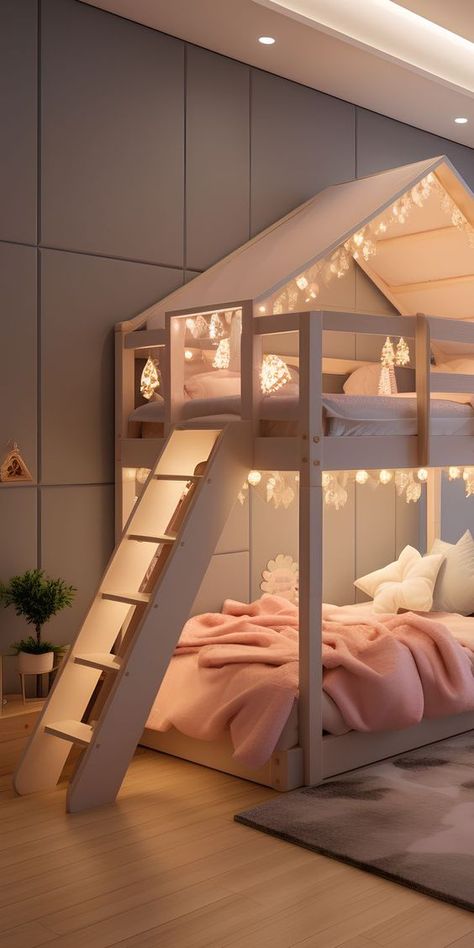 Girls Bunk Beds, Cool Kids Bedrooms, Kids Room Interior Design, Bunk Bed Designs, Modern Kids Room, Kids Bedroom Inspiration, Kids Bedroom Designs, Dekorasi Kamar Tidur, Kids Interior Room