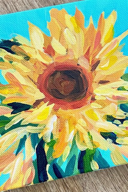 Acrylic Paint Step By Step, How To Paint Sunflowers, Paint Sunflowers, Paint Step By Step, Abstract Flower Painting Acrylic, Simple Canvas Paintings, Painting Classes, New Painting, Learn How To Paint