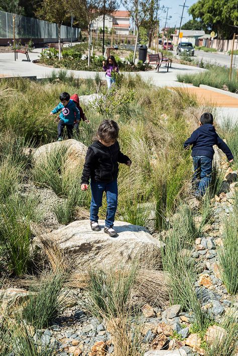 Linear Park Design, Lynwood California, Hidden Gardens, Chao Garden, Render People, Architecture Foundation, Mediterranean Landscape, Stormwater Management, Linear Park