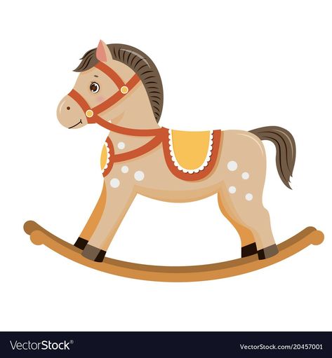 Rocking Horses Painted, Drawing Toys, Wooden Rocking Horse, Cartoon House, Horse Illustration, Baby Painting, Cute Frames, Wooden Horse, Horse Drawing