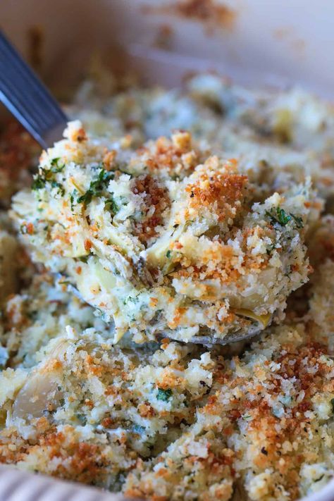 Stuffed Artichoke Casserole | Mantitlement Broccoli Artichoke Casserole, Artichoke Casserole With Mozzarella, Canned Artichokes Recipe, Baked Artichoke Casserole, Artichoke Francaise Recipe, Italian Christmas Dinner Sides, Crab Stuffed Artichoke Bottoms, Spinach Artichoke Bake, Christmas Casserole Side Dishes