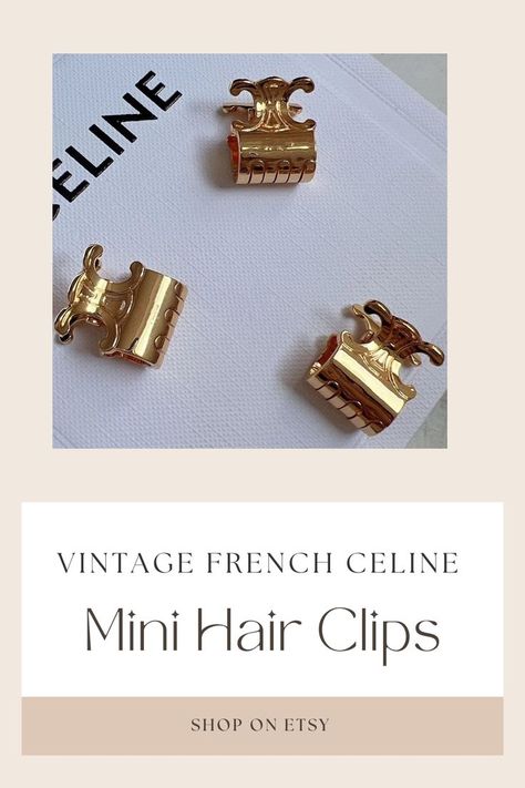 Celine Paris, Y2k Hair, Celine Triomphe, Hair Accessories Set, Accessories Set, Gold Hair, Hair Claws & Clips, Hair Barrettes, Etsy Items