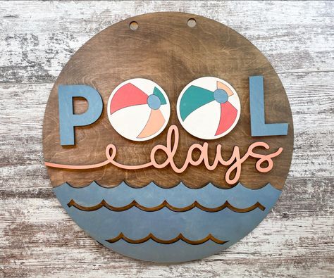 Pool Sign | Door Decor | Craft Kit | Paint Kit | Pool Area Decor | DIY Home Decor | DIY Door Hanger | Pool Time Sign | Summer Pool Sign Pool Area Decor, Patriotic Diy, Door Hangers Diy, Tiered Tray Diy, Pool Signs, Gift Subscription Boxes, Dekor Diy, Clear Glue, Summer Painting