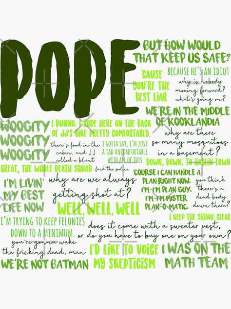 "Pope Outer Banks Quotes" Sticker for Sale by Sofia Ong Quotes From Outer Banks, Outer Banks Pouge, Pope Hayward, Obx Quotes, Pope Outer Banks, Outer Banks Quotes, Pope Quotes, Bank Quotes, Obx Life