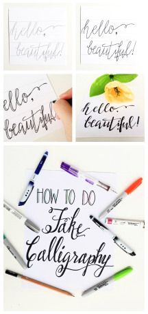 Does dip pen calligraphy seem a little too intimidating?  Create your own fake calligraphy using supplies you probably already have. Fake Calligraphy, Fancy Writing, Pretty Writing, Calligraphy Tutorial, Faux Calligraphy, Learn Calligraphy, Hand Lettering Tutorial, Creative Lettering, Cursive Writing