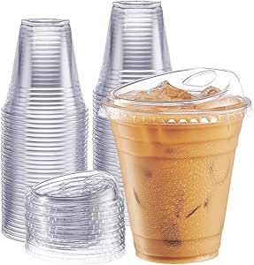 Comfy Package [12 oz. - 100 Sets Crystal Clear Plastic Cups With Strawless Sip-Lids Disposable Lids, Plastic Cup With Straw, Coffee Cups With Lids, Iced Coffee Cups, Clear Plastic Cups, To Go Coffee Cups, Disposable Coffee Cups, Clear Cups, Coffee Business