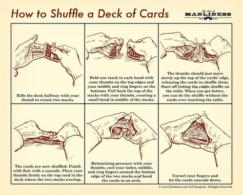 How To Shuffle Cards, A Deck Of Cards, Art Of Manliness, Survival Life Hacks, Card Tricks, Man Up, The More You Know, Survival Tips, Useful Life Hacks