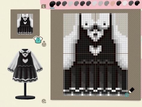 Heart Dress Outfit, Emoji Drawings, Animal Crossing Memes, Yandere Games, Animal Crossing Wild World, Art Outfit, Easy Pixel Art, Animal Crossing Characters, Pixel Design