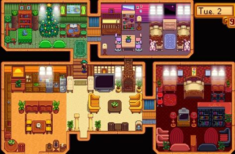 Dark Cozy Farmhouse, House Layout Stardew Valley, Stardew Valley Japanese, Stardew Hacks, Japanese Inspired House, Stardew Valley Greenhouse, Stardew Valley House Interior, Stardew Valley House, Colonial House Interior Design