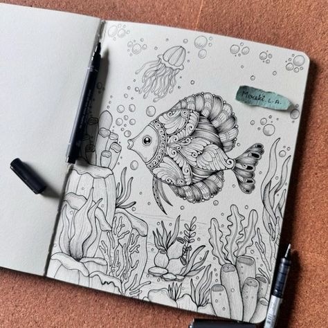 🌊🐠 Dive into an ocean of creativity with our Zendoodles Under the Sea 🐠🌊 Transform your doodling experience with this serene underwater inspiration. This beautiful zendoodle art is perfect for unleashing your artistic potential and exploring the tranquil depths of the sea. 🖌️ In this photo, you'll see: - Underwater Patterns: Stunning sea creatures, vibrant coral reefs, and intricate ocean patterns. - Creative Prompts: Unique ideas to spark your imagination. - Advanced Techniques: Shading, de... Under The Sea Drawings, Ocean Patterns, Zendoodle Art, Mandala Drawings, Sea Drawing, Creative Prompts, Coral Reefs, Zen Doodle, Mandala Drawing