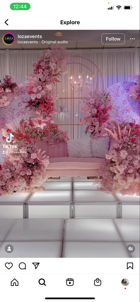 Pink Engagement Theme, Pink Engagement Party Decorations, Pink Debut Backdrop, Pink Debut Theme Backdrop, Pink Nikkah Decor, Pink Engagement Decor, Loza Events, Pink Backdrop Ideas, Debut Backdrop