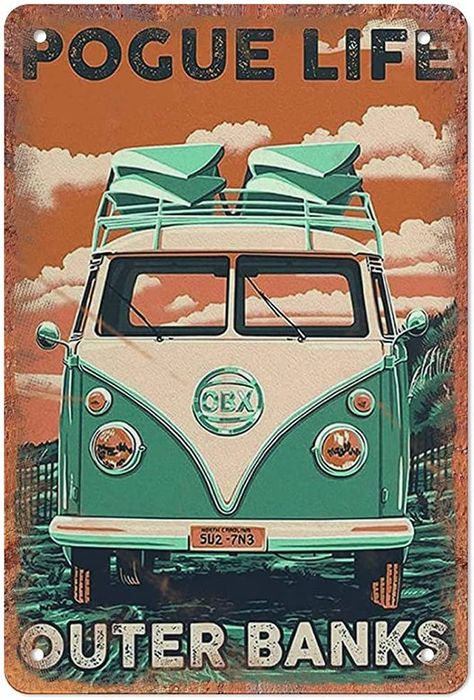 Van Hippie, Pogue Life, Retro Tin Signs, Hippie Van, Van Design, Vintage Tin Signs, Retro Wall Decor, Country Farm, Retro Wall Art