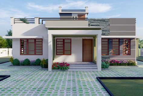 Home Outlook Design, Single Story Home Design, One Floor Home Design, House Outlook Design, Single Story Elevation Design, Single Story House Design, Single Floor House Design Modern, Small House Design Kerala, Single Story House