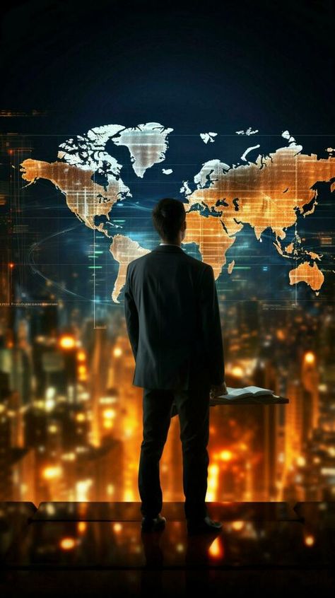 Analytical businessman interprets data finance report, tracks global growth on world map Vertical Mobile Wallpaper AI Generated Wallpaper For Businessman, Business Man Wallpaper, Finance Report, Object Photography, Man Wallpaper, Large Photos, Mobile Wallpaper, Business Man, Wallpaper Backgrounds