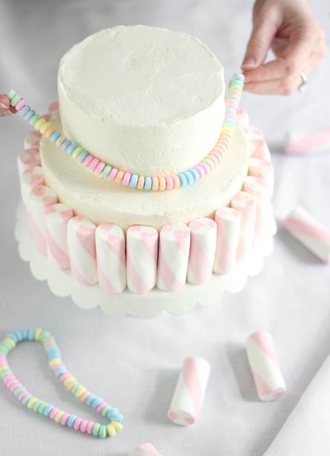 Sprinkle Bakes: Marshmallow-Candy Swirl Cake Pastel Food, Marshmallow Cake, Swirl Cake, Baby Bootie, Gateaux Cake, Angel Cake, Candy Cake, Pastel Palette, Almond Cakes