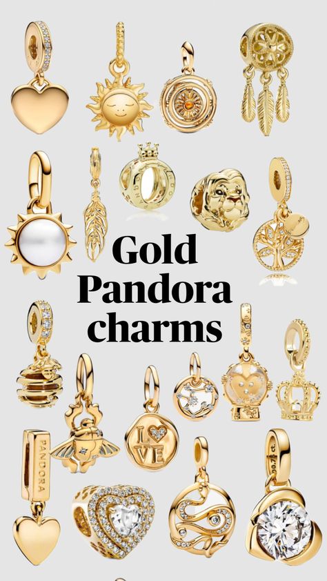 Gold Pandora charms💛⭐️ Pandora Charms Gold, Gold Pandora, Pandora Gold, Gold Charms, Pandora Charms, Charms, Gold