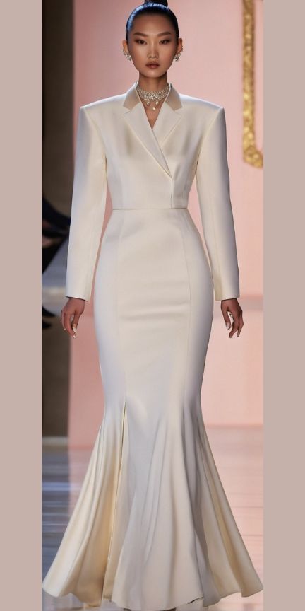 High Contrast Outfits, White Runway Dress, Beautiful Gown Designs, Debut Gowns, Mode Chanel, Fancy Wedding Dresses, Fashion Top Outfits, Modest Dresses Casual, Elegant Dresses Classy