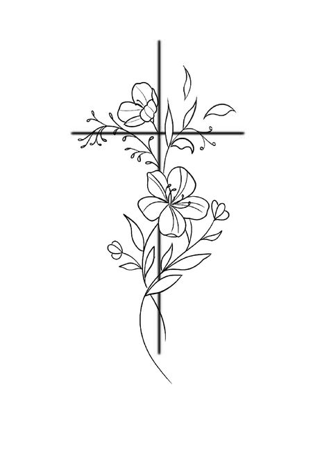 Small Cross With Flowers Tattoo, Cross Tattoo Designs Feminine, Pretty Cross Tattoo, Boho Tattoos, Cool Tattoo Drawings, Cross Tattoo Designs, Pretty Hand Tattoos, Tasteful Tattoos, Red Ink Tattoos