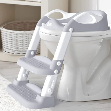 Potty Training Ladder - Soft Cushioned Seat, Adjustable Height, Collapsible, Non-Slip with Splash Guard - Ready Step Go! - Jool Baby Best Potty Training Seat, Potty Training Toilet Seat, Best Potty, Easy Potty Training, Potty Training Toilet, Potty Training Seats, Toddler Potty, Infant Potty Training, Starting Potty Training