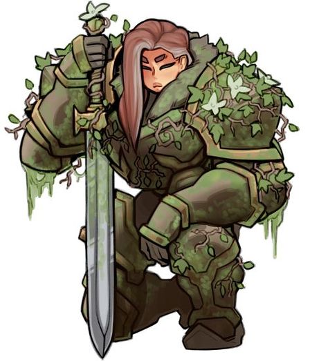 Nature Paladin Dnd, Overgrown Character Design, D D Character, Nature Paladin, D&d Paladin, Overgrown Drawing, Female Paladin Dnd, Dnd Female Fighter, Dnd Fighter Character Design