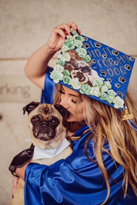 Graduation Cap Designs Dog Mom, Dog Mom Graduation Cap, Animal Graduation Cap Ideas, Graduation Cap Designs Dog, Dog Graduation Cap Ideas, Veterinary Graduation Cap, Dog Graduation Pictures, Vet Graduation Cap, Picture With Books