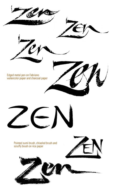 Zen Brushwork in Contemporary Lettering Design on Behance Zen Logo, Creating A Book, Zen Tattoo, Writing Tattoo, Visual Essay, Zen Symbol, Art Deco Fonts, Zen Painting, Zen Quotes