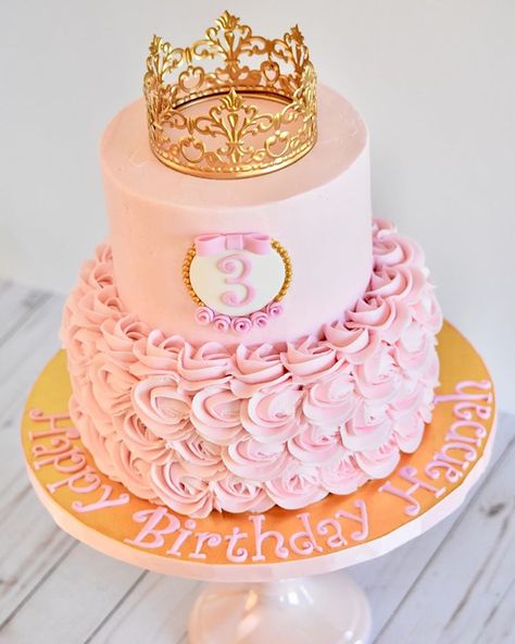 Happy 3rd birthday princess, Hannah!👸 #Cake #Cake #PrincessCake #PrincessParty #CustomCake #CakeArt #ButtercreamCake #WiltonCakes… 2 Layer Princess Birthday Cake, Princess Cake Pink And Gold, 4 Pull Apart Cupcakes, Royal 5ness Birthday Cake, 3rd Birthday Cakes Girl, 3 Birthday Cake Girl, 2 Tier Princess Birthday Cake, Third Birthday Cake Girl, Birthday Cake For 3yrs Old Girl