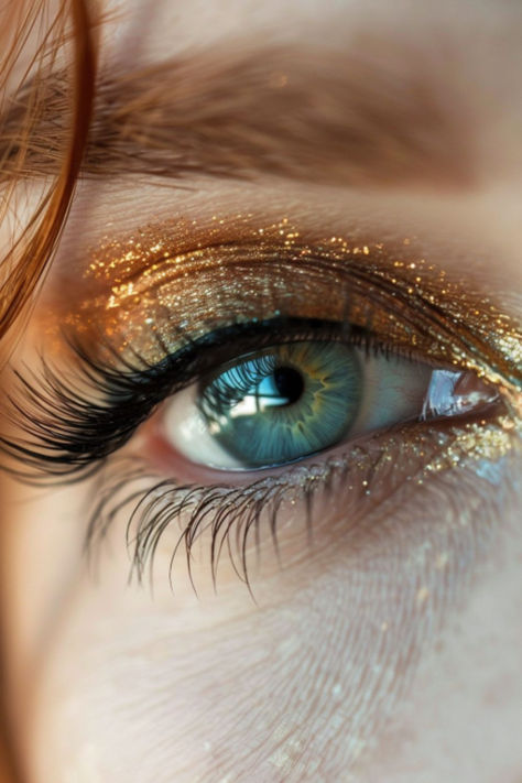 Constellation Eyeshadow Ideas For Hooded Eyes Gold Goddess Makeup, Elopement Makeup, Nice Lipstick, Make Up 2022, Makeup Hooded Eyes, Hooded Eyelids, Goddess Makeup, Galaxy Eyes, Makeup Nails Designs