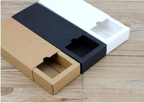 10pcs/lot Size 19x14x5.2cm 17.5x13x4cm white large kraft paper drawer box,black packaging sliding bo Essential Oil Packaging, Paper Drawer, Black Kraft Paper, Slide Box, Tea Crafts, Kraft Packaging, Oil Packaging, Jewerly Boxes, Perfume Packaging