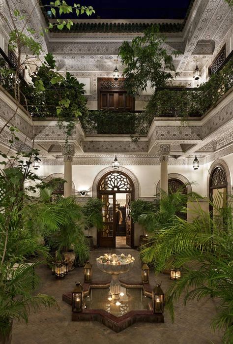 Hotel of the week: Villa de Orangers, Marrakech | London Evening Standard Moroccan Courtyard, Indoor Courtyard, Minimalistic Interior, Florida Hotels, Casas Coloniales, Patio Interior, Moroccan Decor, Courtyard Garden, Islamic Architecture