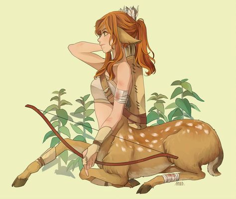 Deer Warrior, Anime Centaur, Female Centaur, Deer Girl, Hybrid Art, Chinese Art Girl, Dungeons And Dragons Characters, Creatures Art, Mythical Creatures Art