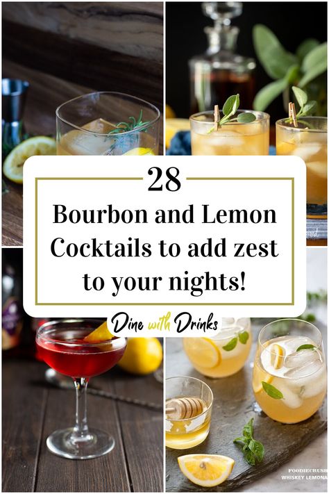 Collage of 4 bourbon and lemon cocktails. Lemon Cocktail Recipes, Lemon Cocktails, Best Bourbon, Bourbon Recipes, Lemon Cocktail, Citrus Cocktails, Cherry Cocktail, Best Bourbons, Lemon Drink